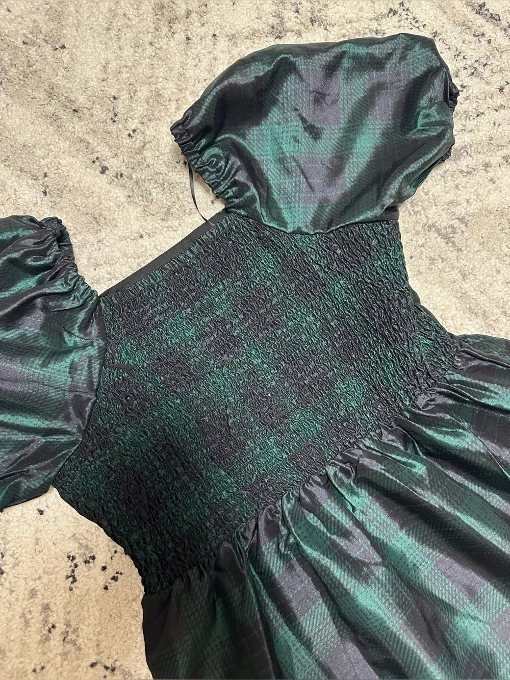 Copper Key Square Neck Puff Sleeve Taffeta Dress Size XL